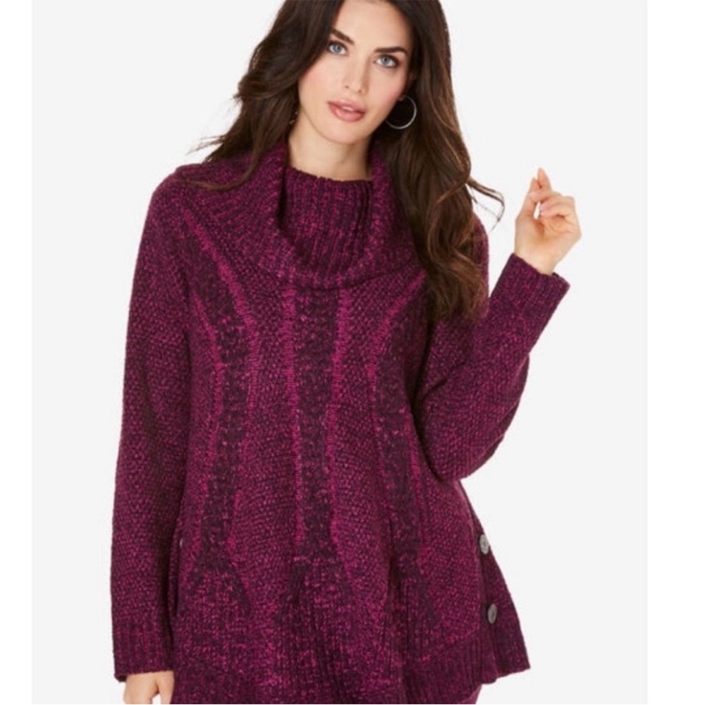 Angel of the North Purple Cowl Neck Sweater